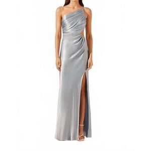 NEW SHONA JOY la luna asymmetrical pleated maxi dress in powder blue
